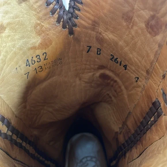 Lucchese | Women’s Whiskey Tooled Leather & Cheetah Cowgirl Boots Size 7 - Picture 9 of 10